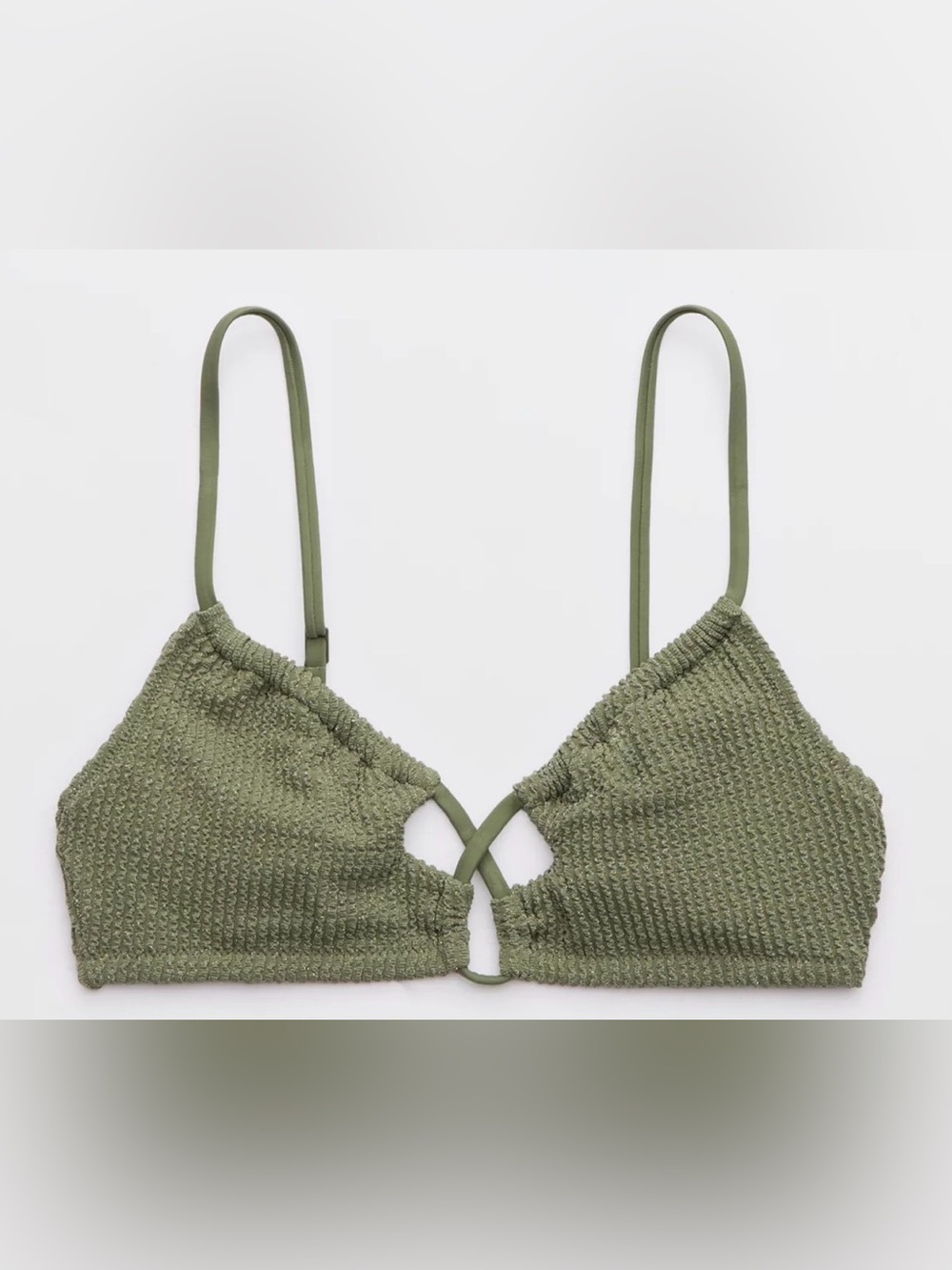 NWT Aerie Shimmery Crinkle Lace Up Scoop Bikini Top Size XS